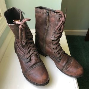 Steve Madden Troopa Brown Leather Combat Boots